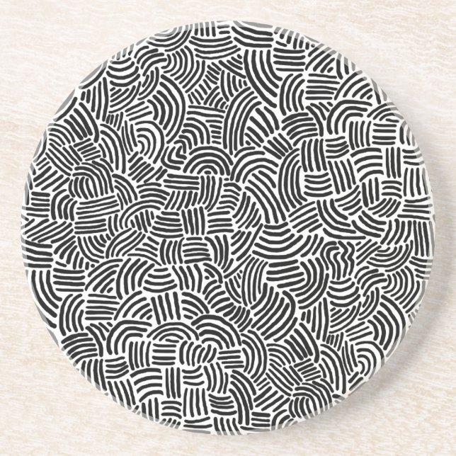 Abstract 200923 - Black on White Coaster (Front)
