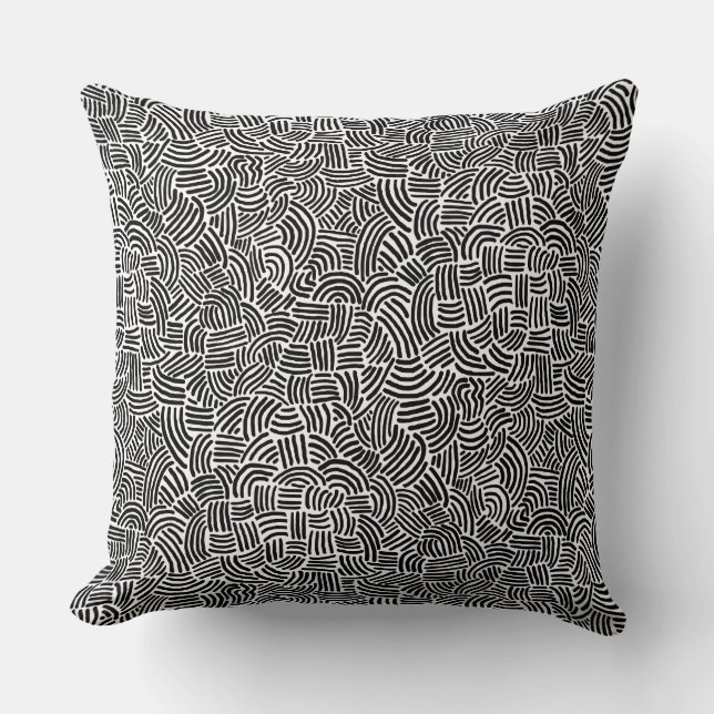 Abstract 200923 - Black on White Throw Pillow (Front)
