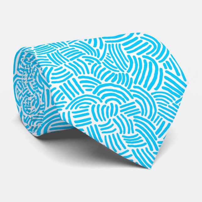 Abstract 200923 - Sky Blue on White Neck Tie (Rolled)