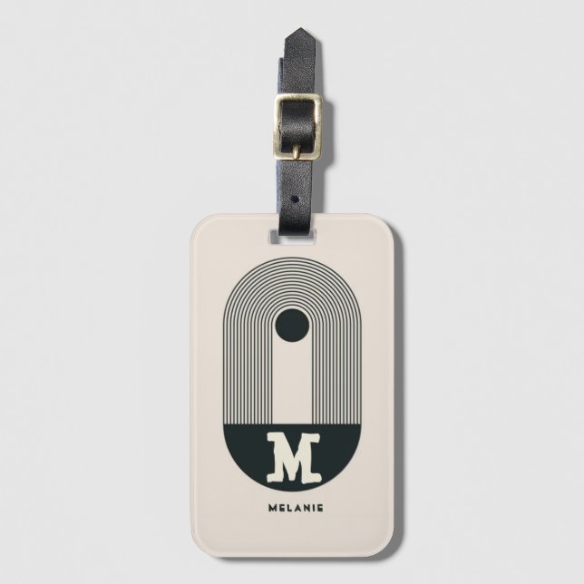Abstract 20s aesthetic boho minimal Monogram Luggage Tag (Front Vertical)