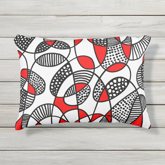 Abstract 211216 - Red Outdoor Pillow (Front)