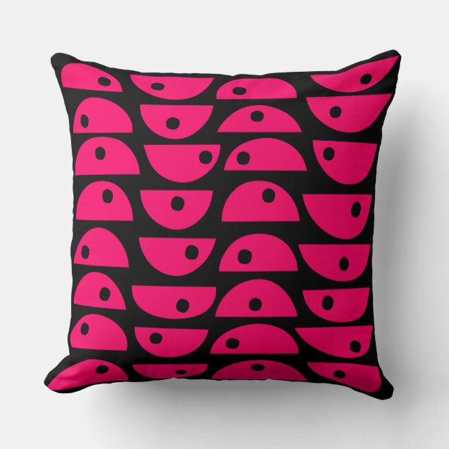 Abstract 220816 - Neon Red on Black Throw Pillow (Front)