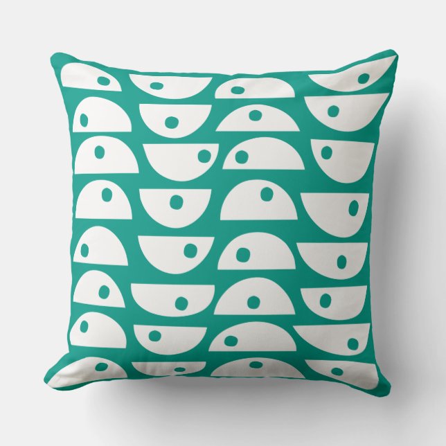 Abstract 220816 - White on #009a88 Green Blue Throw Pillow (Front)