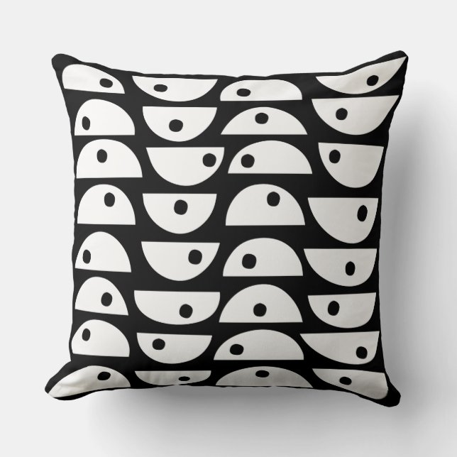 Abstract 220816 - White on Black Throw Pillow (Front)