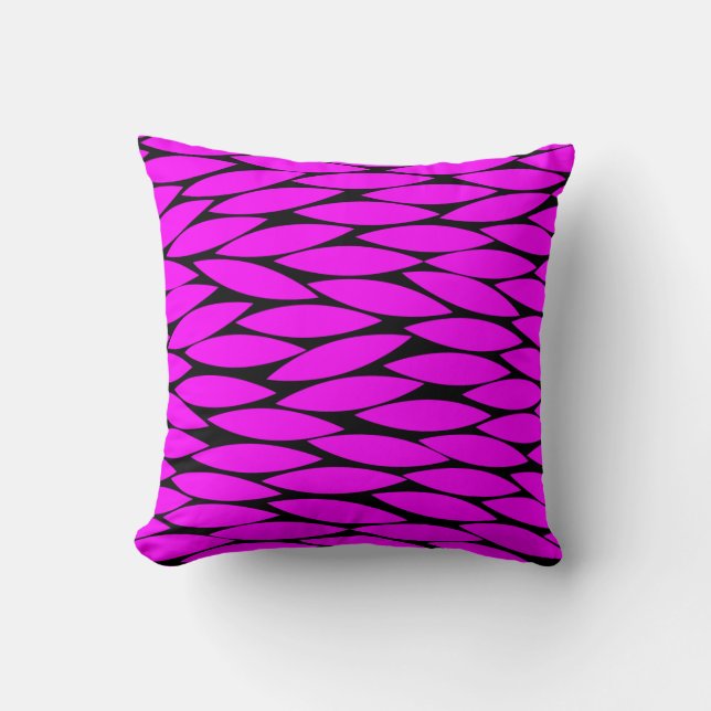 Abstract 250713 - Magenta on Black Throw Pillow (Front)