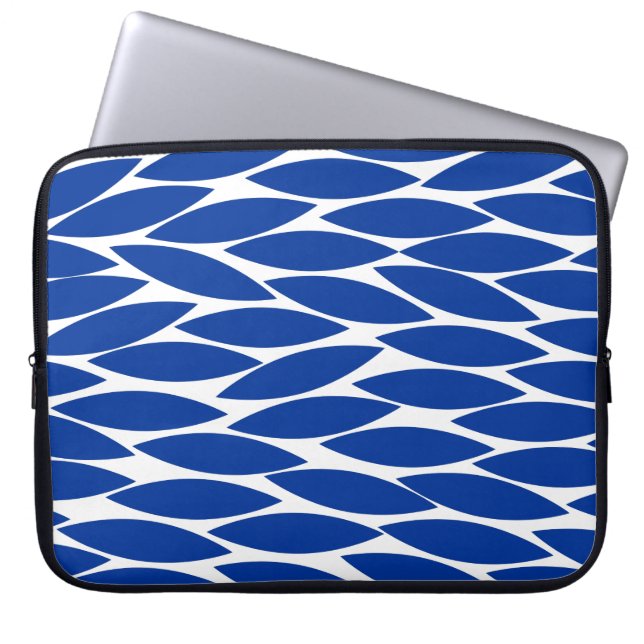 Abstract 250713 - Navy Blue on White Laptop Sleeve (Front)