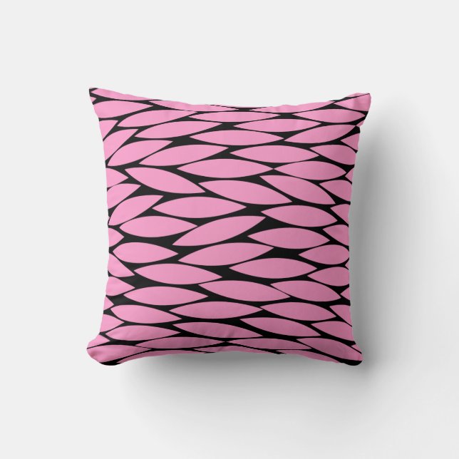 Abstract 250713 - Pink on Black Throw Pillow (Front)