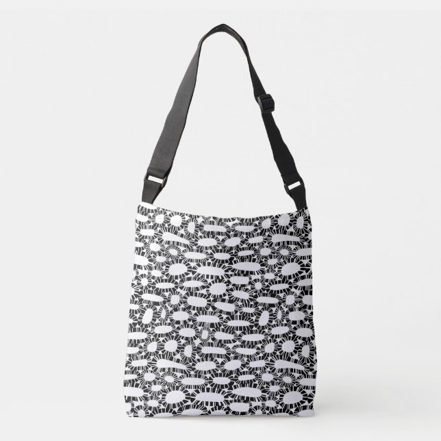 Abstract 250923 - Black on White Crossbody Bag (Front)