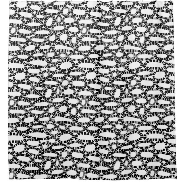 Abstract 250923 - Black on White Shower Curtain (Front)