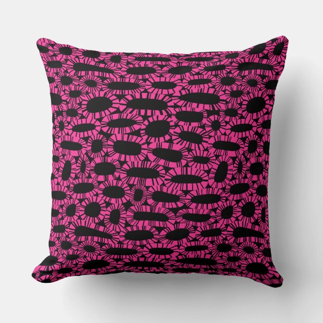 Abstract 250923 - Hot Pink on Black Throw Pillow (Front)