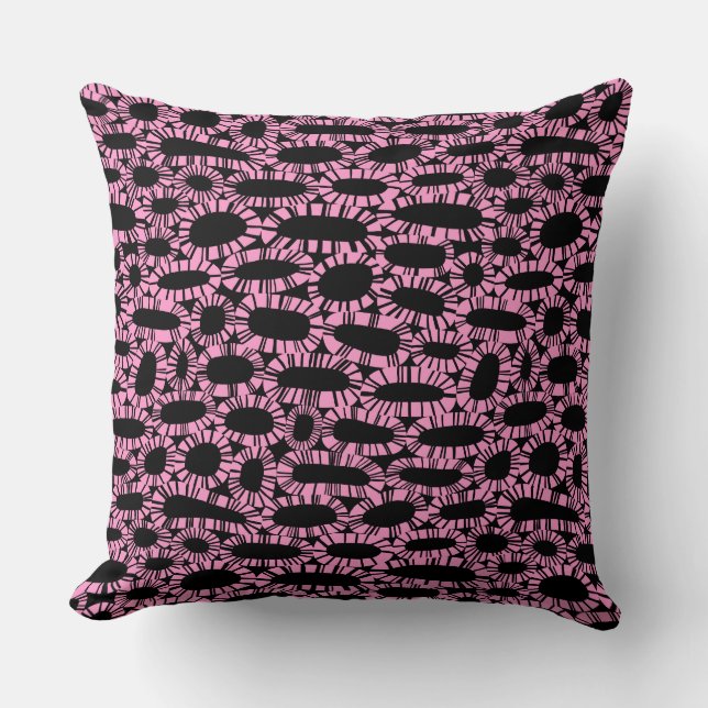 Abstract 250923 - Pink on Black Throw Pillow (Front)