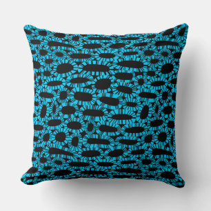Abstract 250923 - Sky Blue on Black Throw Pillow