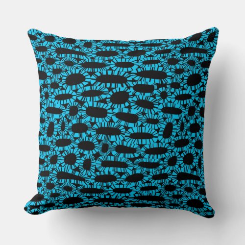 Abstract 250923 _ Sky Blue on Black Throw Pillow