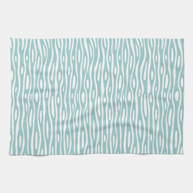 Abstract 280314 - Light Blue Green on White Kitchen Towel (Horizontal)