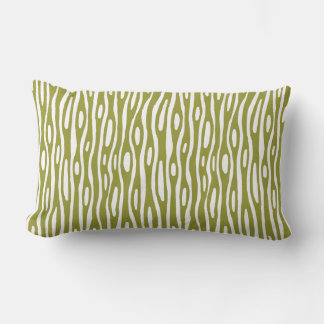 Abstract 280314 - Olive Green on White Lumbar Pillow