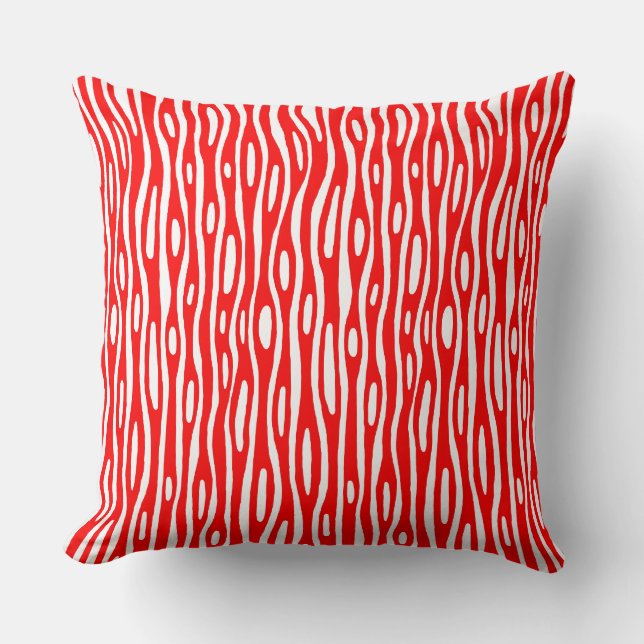 Abstract 280314 - Red on White Throw Pillow (Front)