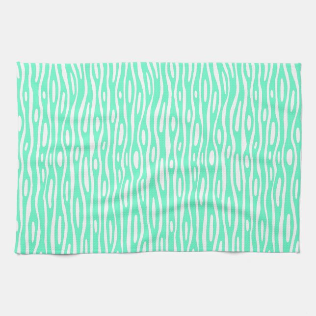Abstract 280314 - Turquoise on White Kitchen Towel (Horizontal)