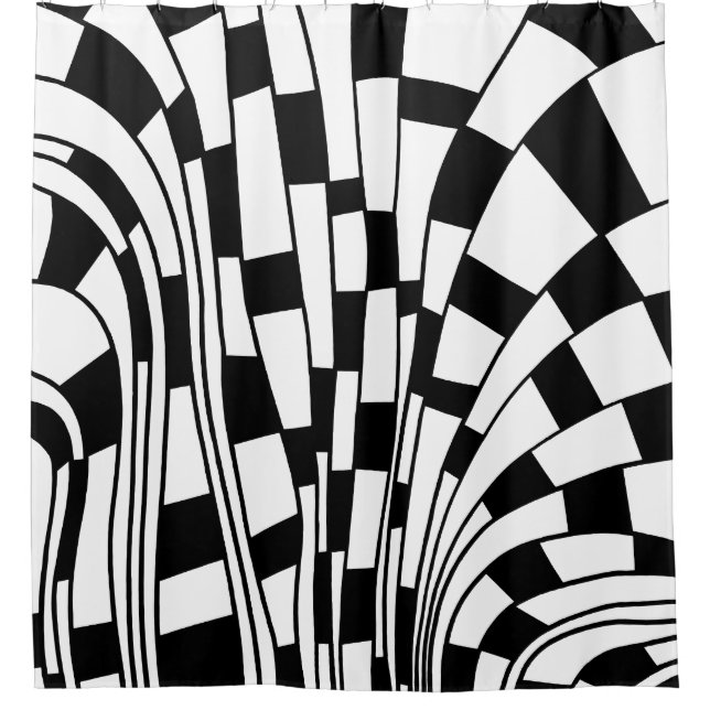 Abstract 290417 - Black on White Shower Curtain (Front)