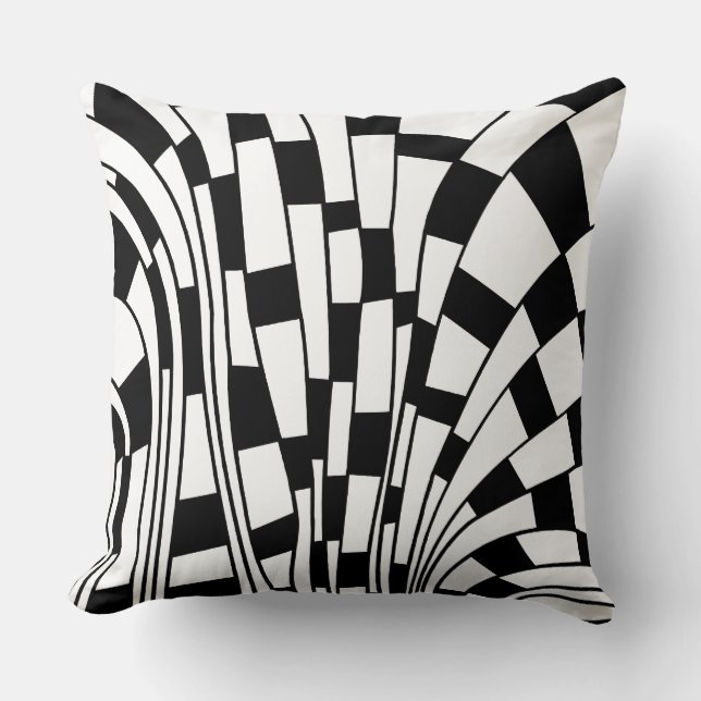 Abstract 290417 - Black on White Throw Pillow (Front)