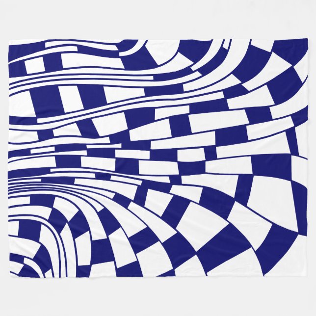 Abstract 290417 - Dark Blue on White Fleece Blanket (Front (Horizontal))