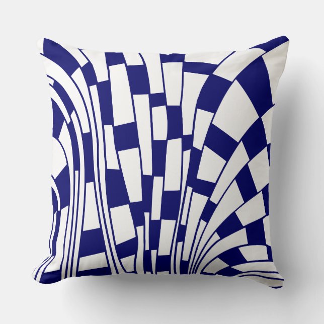 Abstract 290417 - Dark Blue on White Throw Pillow (Front)