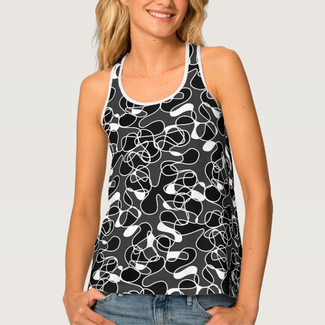 Abstract 290523 Black and White Tank Top (Front)