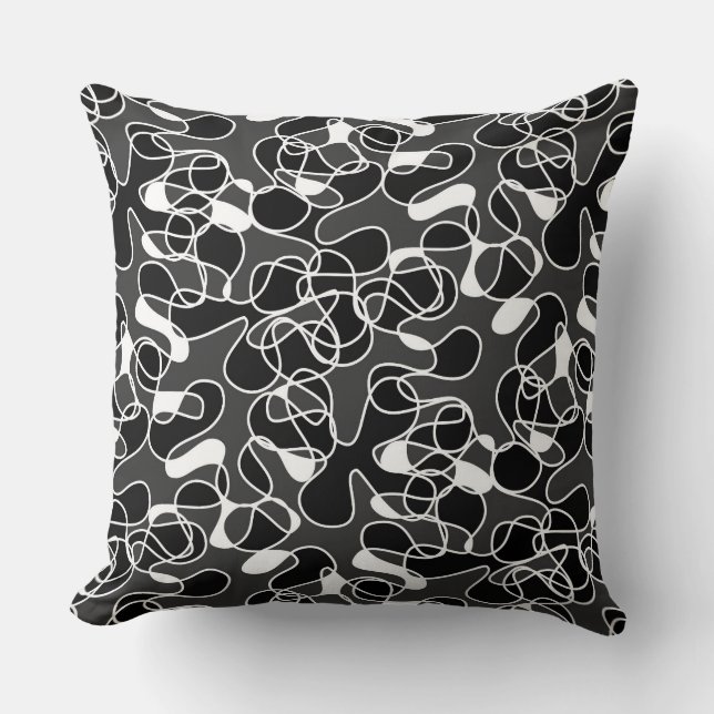 Abstract 290523 Black and White Throw Pillow (Front)