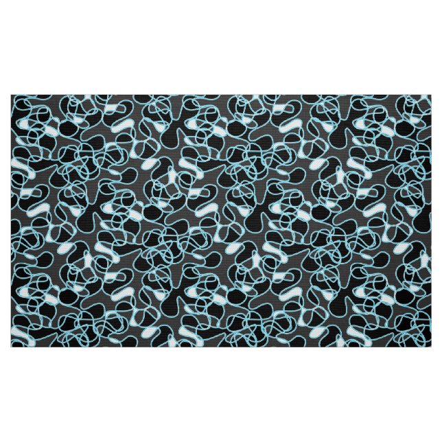 Abstract 290523 Black, Sky Blue and White Fabric (Fat Quarter)