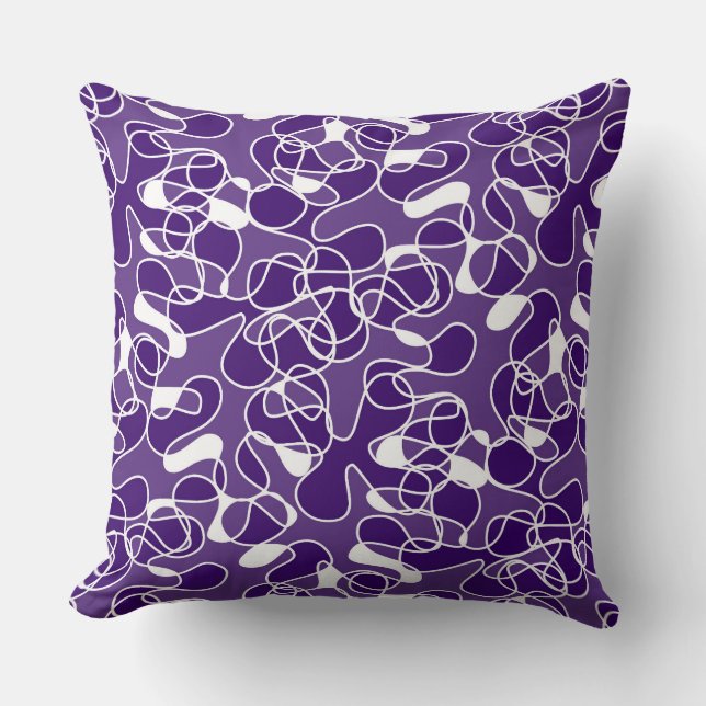 Abstract 290523 Deep Purple and White Throw Pillow (Front)