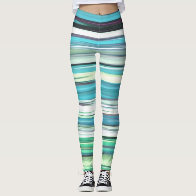 Abstract #2: Aqua blue green blur Leggings (Front)