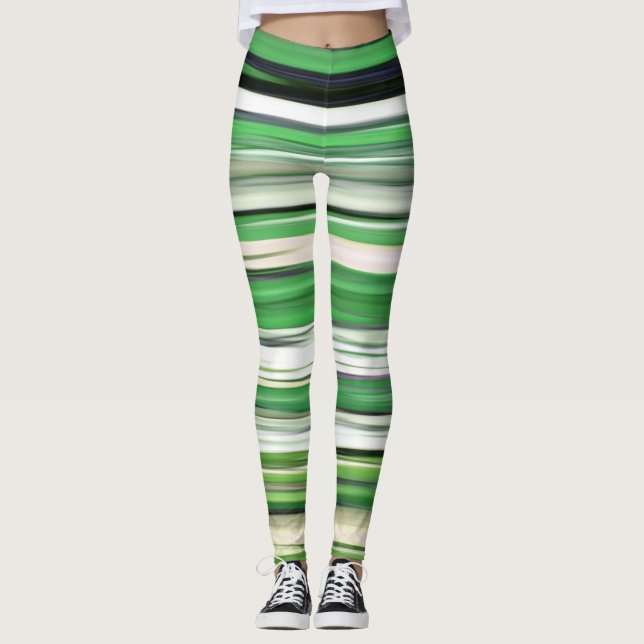 Abstract #2: Green blur Leggings (Front)