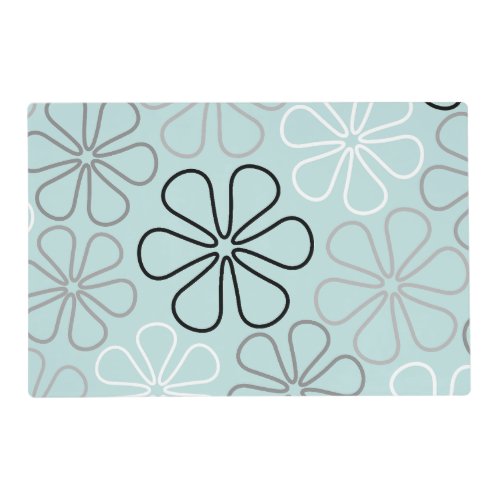 Abstract 2Way Flower Outlines BWGDuck Egg Blue Placemat