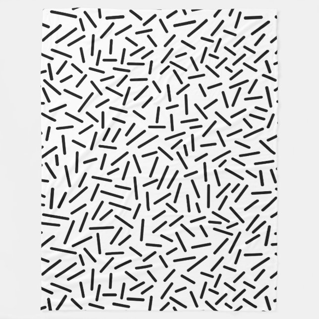 Abstract 300117 - Black on White Fleece Blanket (Front)