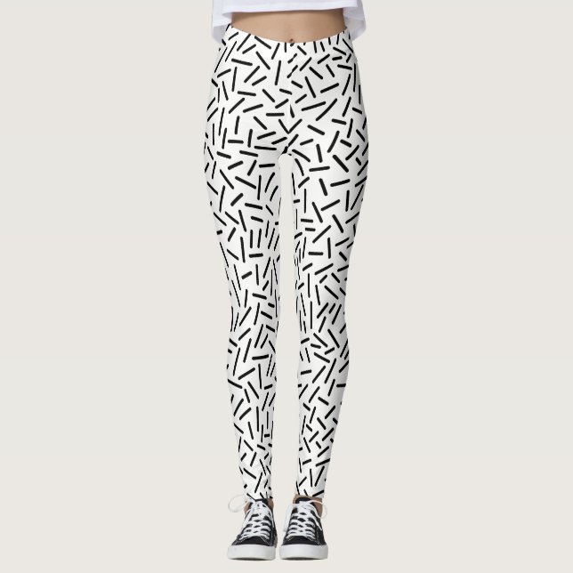 Abstract 300117 - Black on White Leggings (Front)
