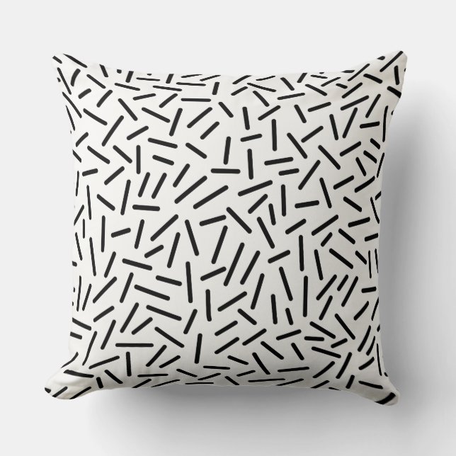 Abstract 300117 - Black on White Throw Pillow (Front)