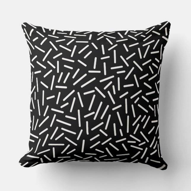 Abstract 300117 - White on Black Throw Pillow (Front)