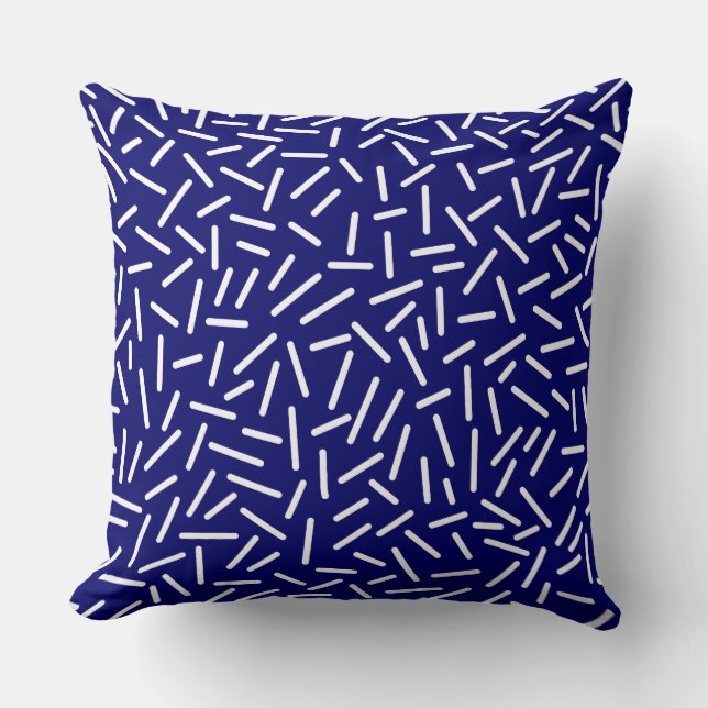 Abstract 300117 - White on Deep Navy Throw Pillow (Front)