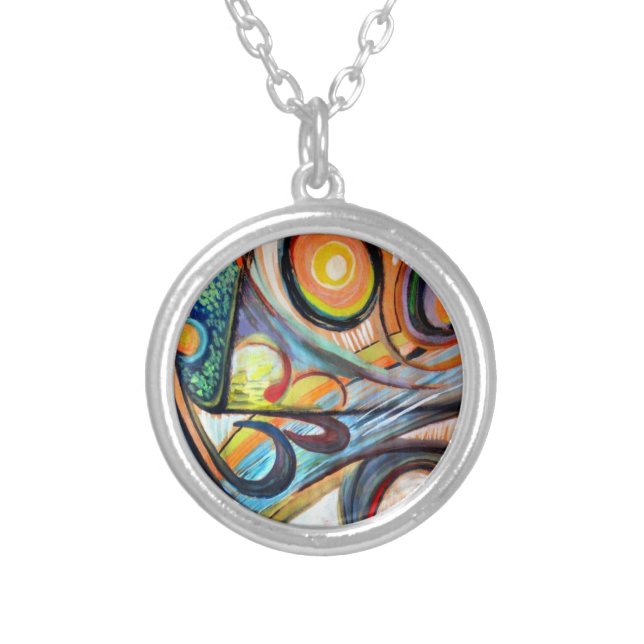 abstract 38 silver plated necklace (Front)