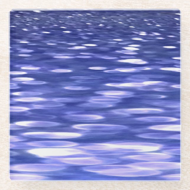 Abstract #3: Blue shimmer Glass Coaster (Front)