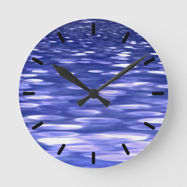 Abstract #3: Blue shimmer Round Clock (Front)