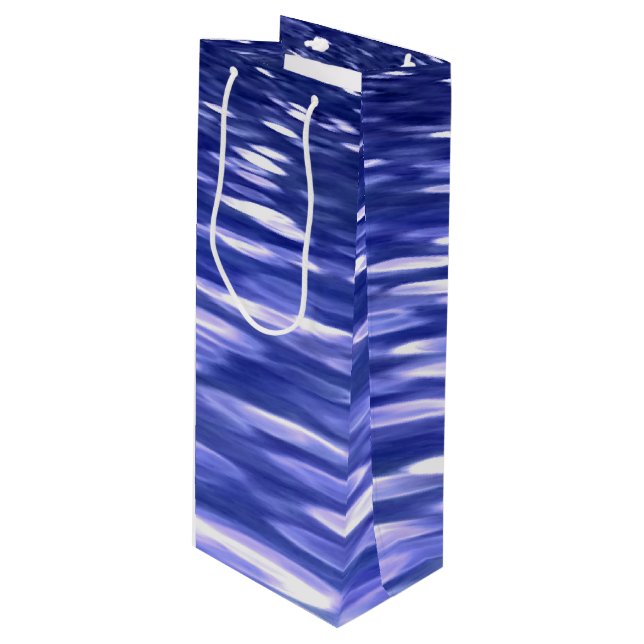 Abstract #3: Blue shimmer Wine Gift Bag (Front Angled)