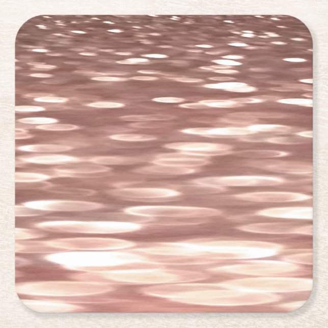 Abstract #3: Copper Rose Gold shimmer Square Paper Coaster (Front)