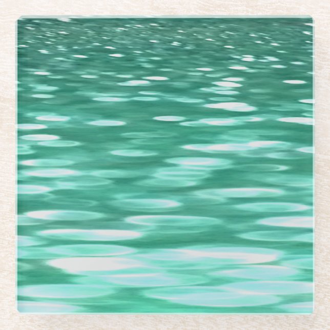 Abstract #3: Green Shimmer Glass Coaster (Front)