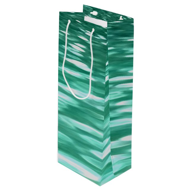 Abstract #3: Green Shimmer Wine Gift Bag (Front Angled)