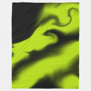 Abstract 3 in Black and Lime Green Fleece Blanket