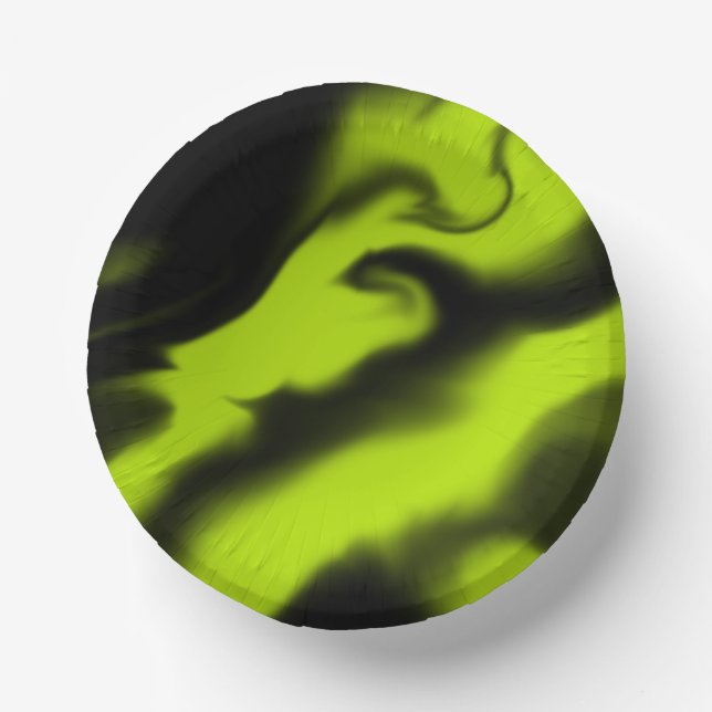 Abstract 3 in Black and Lime Green  Paper Bowls (Front)