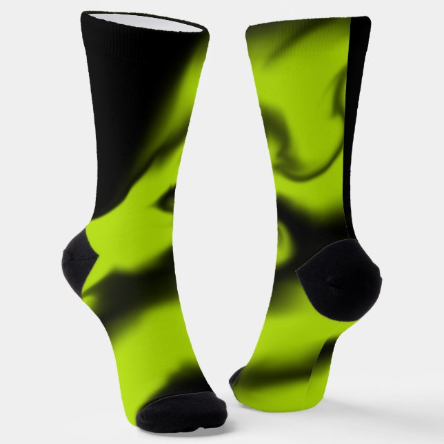 Abstract 3 in Black and Lime Green  Socks (Angled)