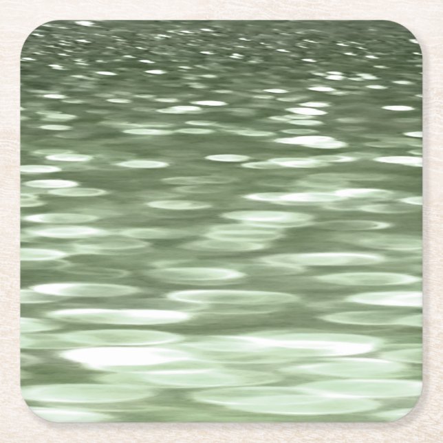 Abstract #3: Olive green blur Square Paper Coaster (Front)