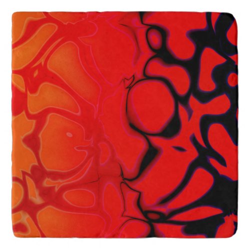 Abstract 3 Orange and Red into Shadowy Black Trivet