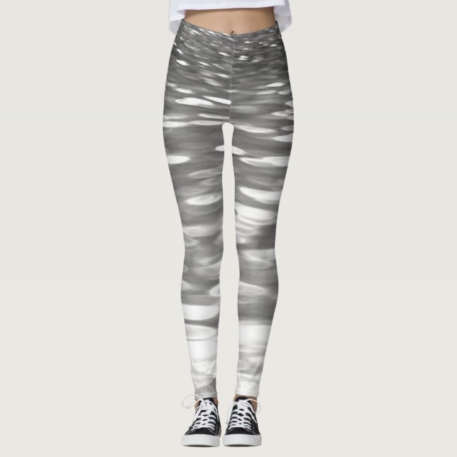 Abstract #3: Silver gray shimmer Leggings (Front)